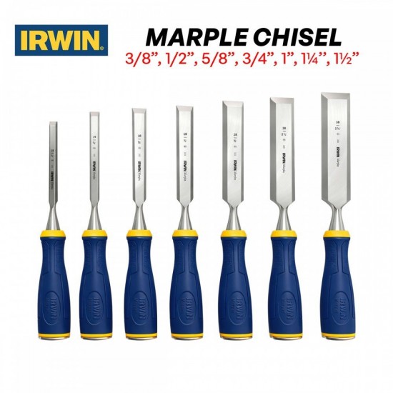 Irwin MS500 Marple Bevel Edge Wood Chisels 3/8”, 1/2”, 5/8”, 3/4”, 1”, 1¼’’, 1½” Irwin MS500 Marple Bevel Edge Wood Chisels 3/8”, 1/2”, 5/8”, 3/4”, 1”, 1¼’’, 1½”