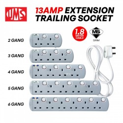 UMS Trailing Wire Extension Socket With 1.8Meter Flexible Cable Cord 13A Plug 240V Neon Indicator UMS Trailing Wire Extension Socket With 1.8Meter Flexible Cable Cord 13A Plug 240V Neon Indicator