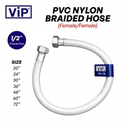 VIP PVC Nylon Reinforced Braided Flexible Hose 1/2" - Female/Female - 20"/ 24"/ 30"/ 36"/ 48"/ 60"/ 72"
