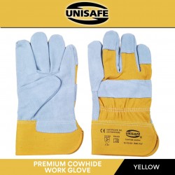 Unisafe Premium Cowhide Work Glove 10.5'' Random Color Yellow/Orange (PAIR)
