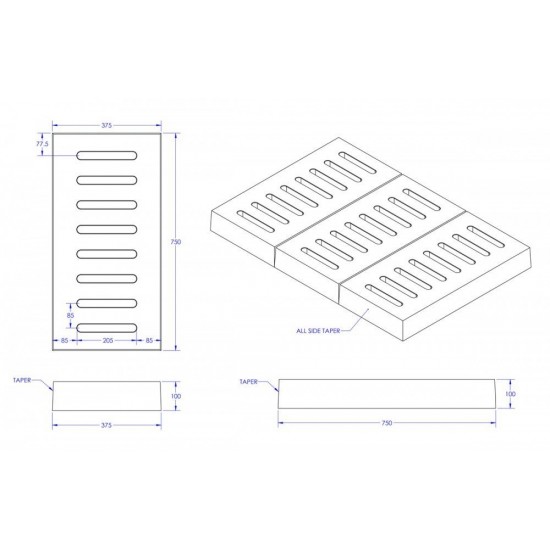 Home Store Precast Compress Slab With Reinforment Y10SQ Steel Bars & Fibre Strands 375MM (W) x 750MM (L) x 100MM (T)