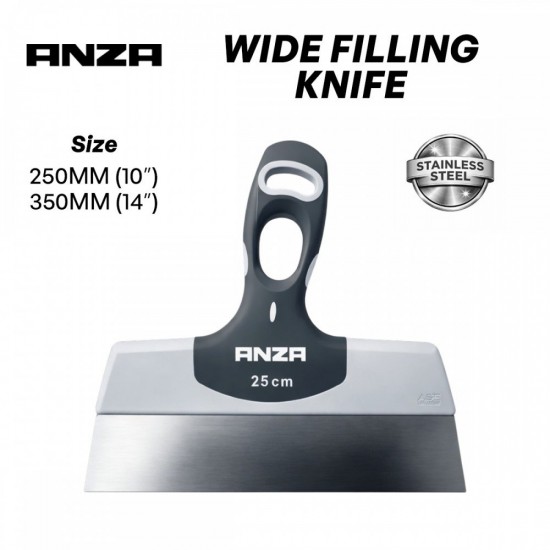 Anza Stainless Steel Wide Filling Knife With Ergonomic Handle 250MM 10'' / 350MM 14'' Anza Stainless Steel Wide Filling Knife With Ergonomic Handle 250MM 10'' / 350MM 14''