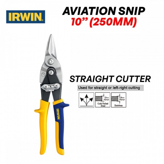 Irwin Aviation Snips 10" 250MM / 11" 280MM - Straight, Right, Left, Extra Cut Irwin Aviation Snips 10" 250MM / 11" 280MM - Straight, Right, Left, Extra Cut