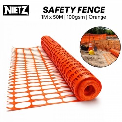 NIETZ PVC Safety Fence Netting 100GSM, Mesh 35MM x 65MM – 1M (W) x 50M (L) | Orange