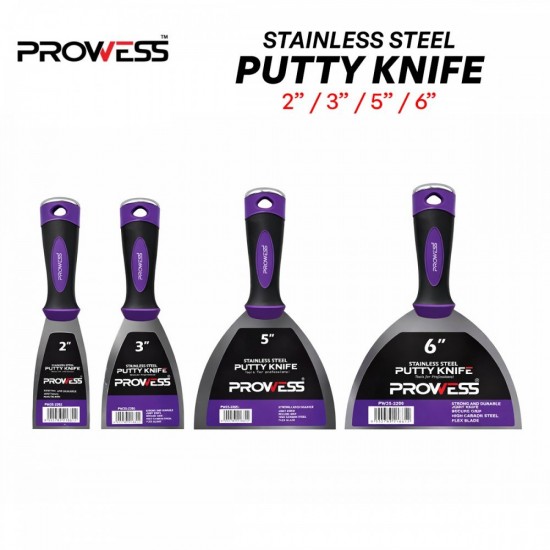 Prowess Stainless Stell Putty Knife 2" / 3" / 5" / 6" Prowess Stainless Stell Putty Knife 2" / 3" / 5" / 6"