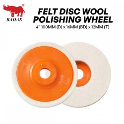 Badak #BEFPW-ORG Eco Felt Disc Polishing Wool Wheel 4" 100MM (D) x 16MM (BD) x 12MM (T) - Orange