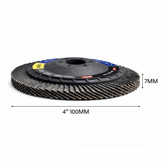 PTN 127 Flap Disc 4" 100MM (D) x 16MM (BD) x 7.0MM (T) - P60, P80, P100, P120, P240 PTN 127 Flap Disc 4" 100MM (D) x 16MM (BD) x 7.0MM (T) - P60, P80, P100, P120, P240