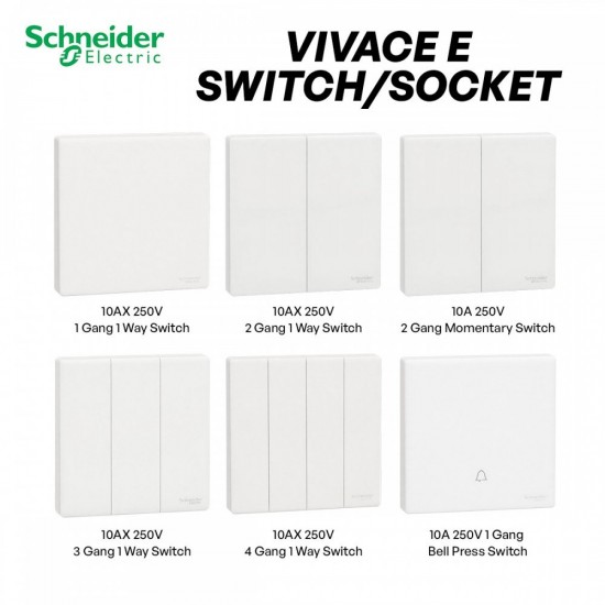 Schneider Vivace E Electric Switches & Socket With SIRIM - White Schneider Vivace E Electric Switches & Socket With SIRIM - White