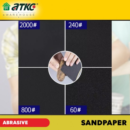 1PC Sandpaper Grit 60-2000 Abrasive Kertas Pasir Wet Dry Silicone Carbide Waterproof Electro Coated 9" (W) x 11" (L) 1PC Sandpaper Grit 60-2000 Abrasive Kertas Pasir Wet Dry Silicone Carbide Waterproof Electro Coated 9" (W) x 11" (L)