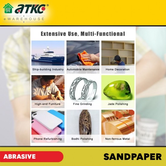 1PC Sandpaper Grit 60-2000 Abrasive Kertas Pasir Wet Dry Silicone Carbide Waterproof Electro Coated 9" (W) x 11" (L) 1PC Sandpaper Grit 60-2000 Abrasive Kertas Pasir Wet Dry Silicone Carbide Waterproof Electro Coated 9" (W) x 11" (L)