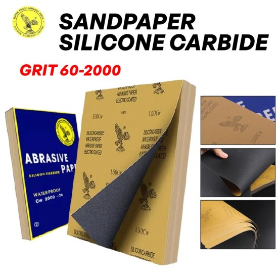 1PC Sandpaper Grit 60-2000 Abrasive Kertas Pasir Wet Dry Silicone Carbide Waterproof Electro Coated 9" (W) x 11" (L) 1PC Sandpaper Grit 60-2000 Abrasive Kertas Pasir Wet Dry Silicone Carbide Waterproof Electro Coated 9" (W) x 11" (L)