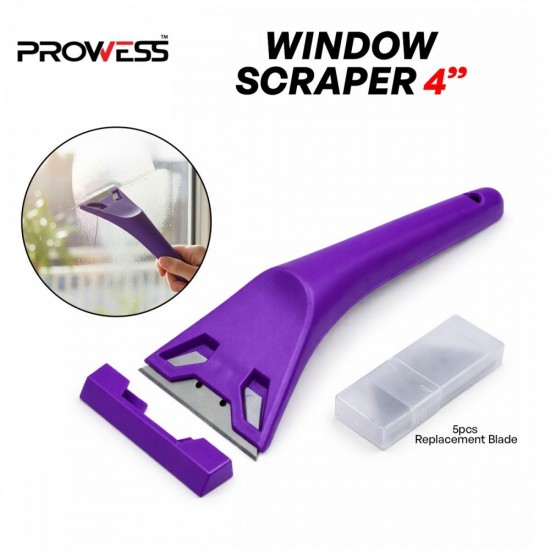 Prowess PW65-8102 Window Scraper 4" 100MM + FREE 5PCS Replacement Blade Prowess PW65-8102 Window Scraper 4" 100MM + FREE 5PCS Replacement Blade