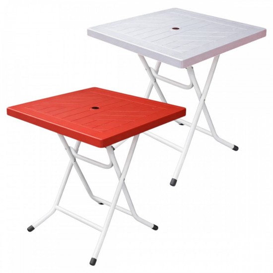 [Random Color] Felton #FST881 Plastic Square Foldabe Table 800MM (W) x 800MM (L) x 775MM (H) - Red/Marble Blue