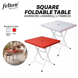 [Random Color] Felton #FST881 Plastic Square Foldabe Table 800MM (W) x 800MM (L) x 775MM (H) - Red/Marble Blue