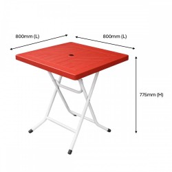 [Random Color] Felton #FST881 Plastic Square Foldabe Table 800MM (W) x 800MM (L) x 775MM (H) - Red/Marble Blue