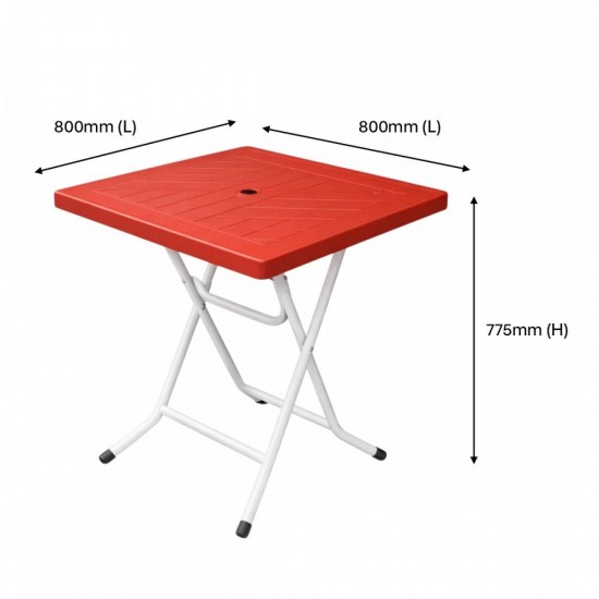 [Random Color] Felton #FST881 Plastic Square Foldabe Table 800MM (W) x 800MM (L) x 775MM (H) - Red/Marble Blue