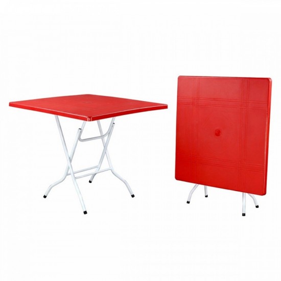 [Random Color] Felton #FST881 Plastic Square Foldabe Table 800MM (W) x 800MM (L) x 775MM (H) - Red/Marble Blue