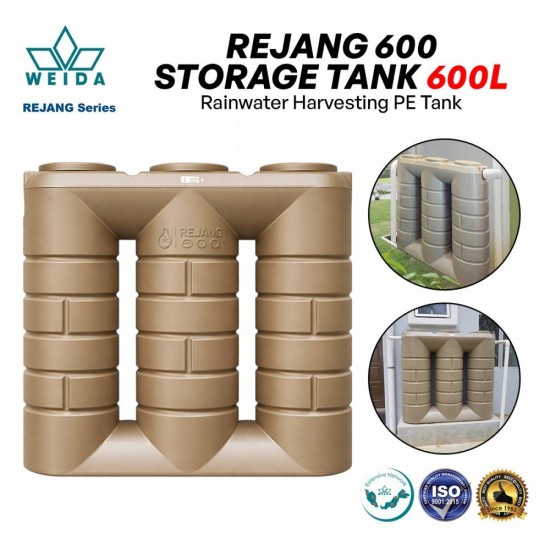 Weida Rejang Series 600 Rainwater Harvesting PE Tank 1500MM (L) x 450MM (W) x 1400MM (H) 600L - Beige Weida Rejang Series 600 Rainwater Harvesting PE Tank 1500MM (L) x 450MM (W) x 1400MM (H) 600L - Beige