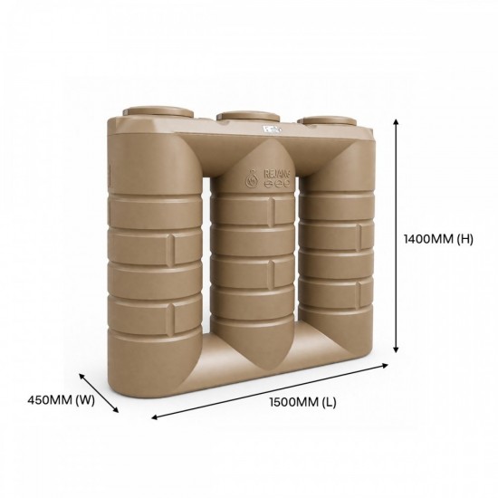 Weida Rejang Series 600 Rainwater Harvesting PE Tank 1500MM (L) x 450MM (W) x 1400MM (H) 600L - Beige Weida Rejang Series 600 Rainwater Harvesting PE Tank 1500MM (L) x 450MM (W) x 1400MM (H) 600L - Beige
