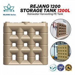 Weida Rejang Series 1200 Rainwater Harvesting PE Tank 2025MM (L) x 400MM (W) x 2010MM (H) 1200L - Beige
