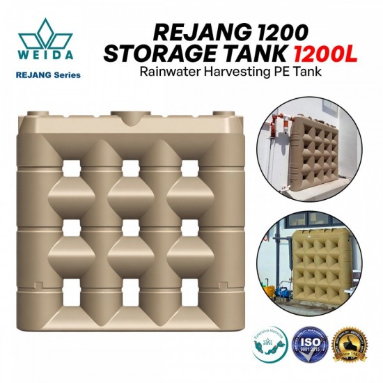 Weida Rejang Series 1200 Rainwater Harvesting PE Tank 2025MM (L) x 400MM (W) x 2010MM (H) 1200L - Beige Weida Rejang Series 1200 Rainwater Harvesting PE Tank 2025MM (L) x 400MM (W) x 2010MM (H) 1200L - Beige
