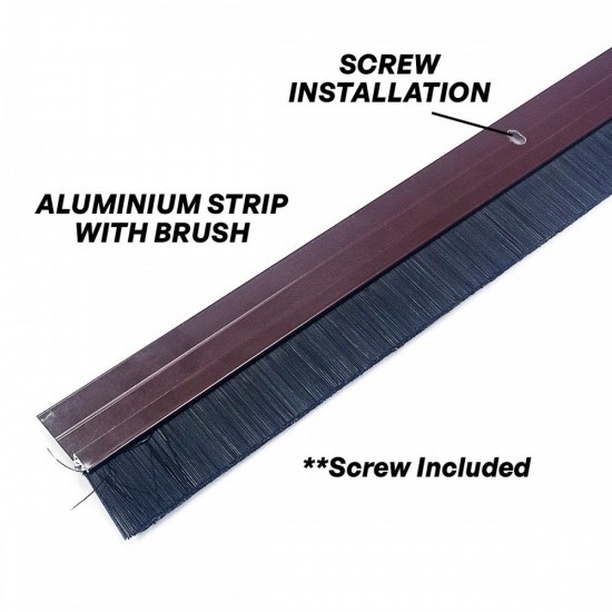 Home Store Door Bottom Seal PVC/Aluminium with Rubber/Brush 1Meter (L) Brown/Aluminium (1PC) Home Store Door Bottom Seal PVC/Aluminium with Rubber/Brush 1Meter (L) Brown/Aluminium (1PC)