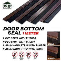 Home Store Door Bottom Seal PVC/Aluminium with Rubber/Brush 1Meter (L) Brown/Aluminium (1PC)