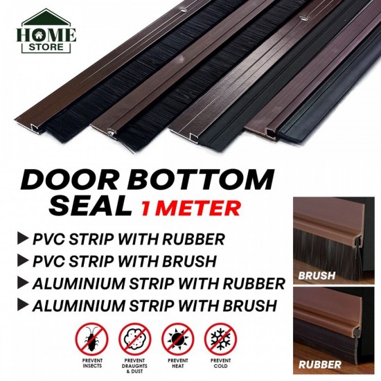 Home Store Door Bottom Seal PVC/Aluminium with Rubber/Brush 1Meter (L) Brown/Aluminium (1PC) Home Store Door Bottom Seal PVC/Aluminium with Rubber/Brush 1Meter (L) Brown/Aluminium (1PC)