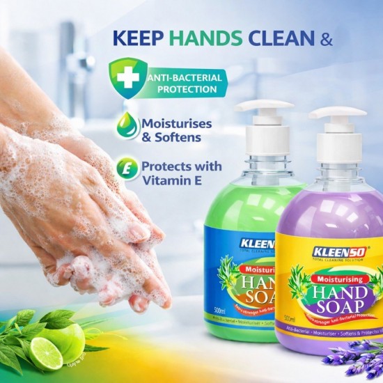 Kleenso Moisturising Hand Soap 500ML - Green Apple Fresh / Lavender Fresh Kleenso Moisturising Hand Soap 500ML - Green Apple Fresh / Lavender Fresh