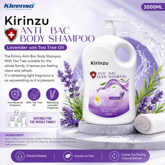 Kleenso Kirinzu Anti-Bac Body Shampoo 2000ML - Lavender Kleenso Kirinzu Anti-Bac Body Shampoo 2000ML - Lavender