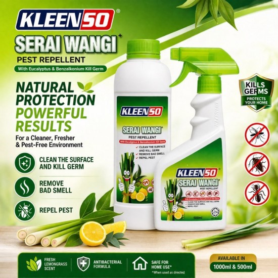 Kleenso Serai Wangi Pest Repellent 500ML/1000ML Kleenso Serai Wangi Pest Repellent 500ML/1000ML