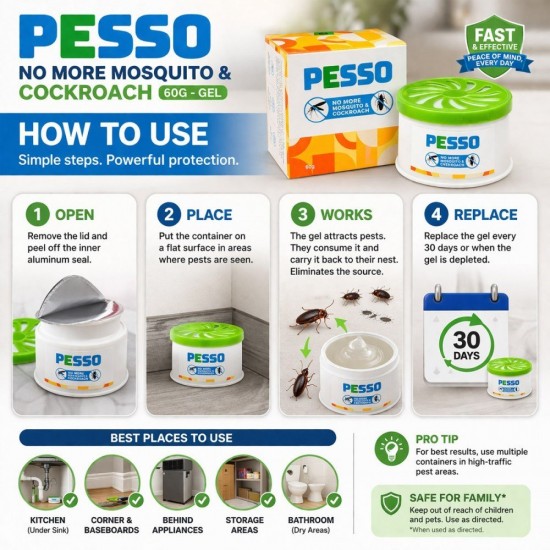 Pesso No More Mosquito & Cockroach Gel 60G Pesso No More Mosquito & Cockroach Gel 60G