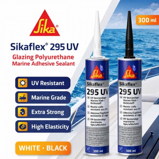 Sika Sikaflex 295 UV Glazing Polyurethane Marine Adhesive Sealant 300ML - Black/White