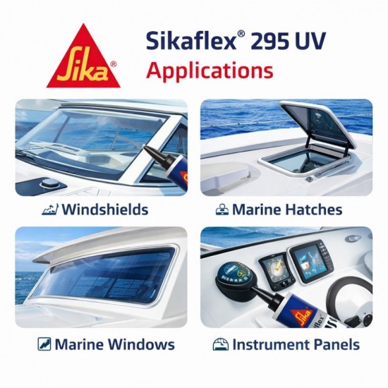 Sika Sikaflex 295 UV Glazing Polyurethane Marine Adhesive Sealant 300ML - Black/White