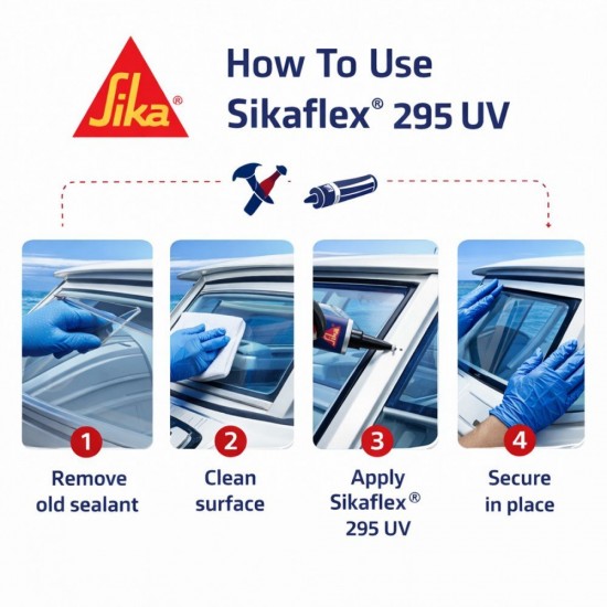 Sika Sikaflex 295 UV Glazing Polyurethane Marine Adhesive Sealant 300ML - Black/White