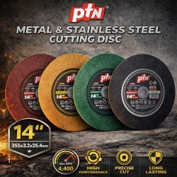 [1PC] PTN Metal & Stainless Steel Cutting Disc 14" 355MM (D) x 3.2MM (T) x 25.4MM (BD) - Black / Green / Red / Gold