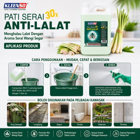 Kleenso Pati Serai 30X Anti-Lalat 5L Kleenso Pati Serai 30X Anti-Lalat 5L