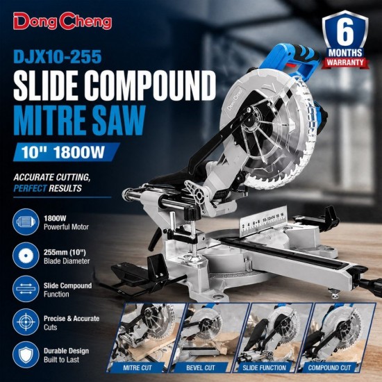 DongCheng DJX10-255 Slide Compound Mitre Saw 10" (255MM) 1800W DongCheng DJX10-255 Slide Compound Mitre Saw 10" (255MM) 1800W