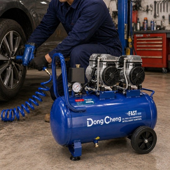 DongCheng DQE1200x2/50L Oil-Free Air Compressor 50L 2400W DongCheng DQE1200x2/50L Oil-Free Air Compressor 50L 2400W