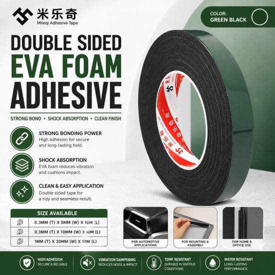 Mileqi Double Sided Eva Foam Adhesive - Green Black Mileqi Double Sided Eva Foam Adhesive - Green Black