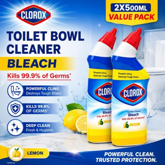 Clorox Toilet Bowl Cleaner Bleach 500ML x 2 Value Pack - Lemon/Lavender Clorox Toilet Bowl Cleaner Bleach 500ML x 2 Value Pack - Lemon/Lavender