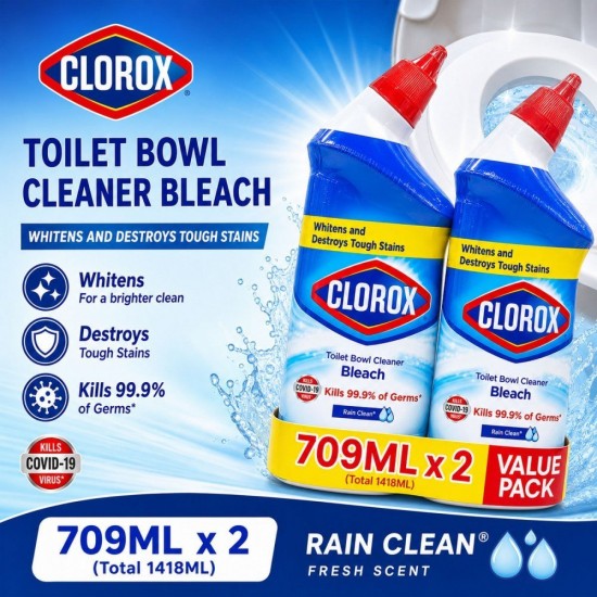 Clorox Toilet Bowl Cleaner Bleach 709ML x 2 Value Pack - Rain Clean/Fresh Breeze Clorox Toilet Bowl Cleaner Bleach 709ML x 2 Value Pack - Rain Clean/Fresh Breeze