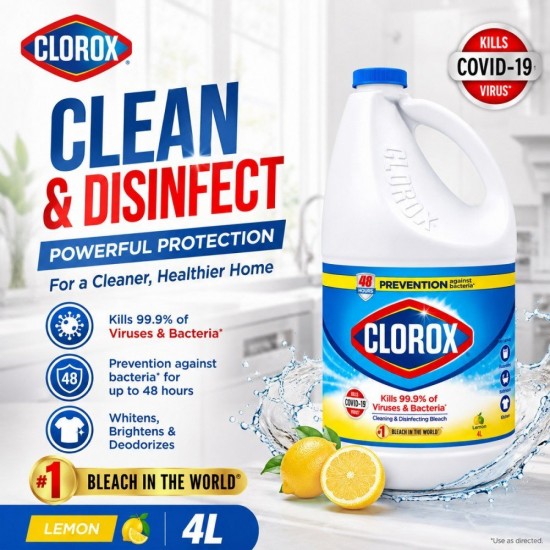 Clorox Cleaning & Disinfecting Bleach 4L - Original/Lemon Clorox Cleaning & Disinfecting Bleach 4L - Original/Lemon
