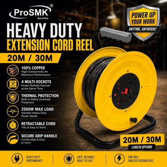 ProSMK SMK-420/SMK-430 Heavy Duty Extension Cord Reel 20M/30M ProSMK SMK-420/SMK-430 Heavy Duty Extension Cord Reel 20M/30M