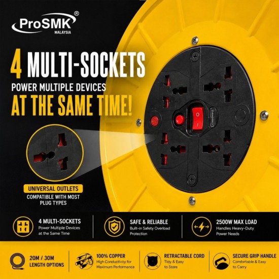 ProSMK SMK-420/SMK-430 Heavy Duty Extension Cord Reel 20M/30M ProSMK SMK-420/SMK-430 Heavy Duty Extension Cord Reel 20M/30M