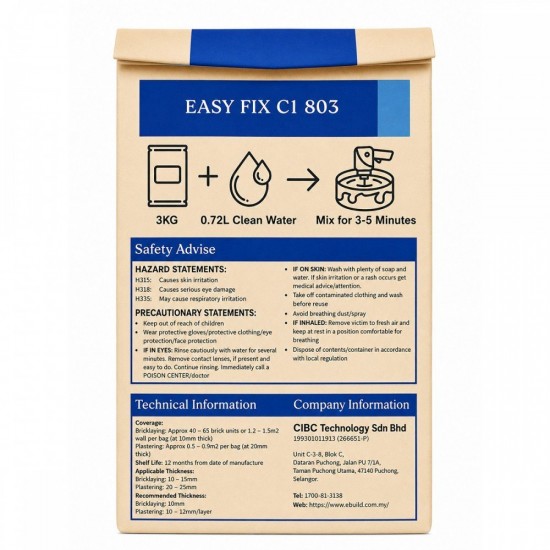 eBuild Easy Fix C1 803 Adhesive 3KG - Grey eBuild Easy Fix C1 803 Adhesive 3KG - Grey