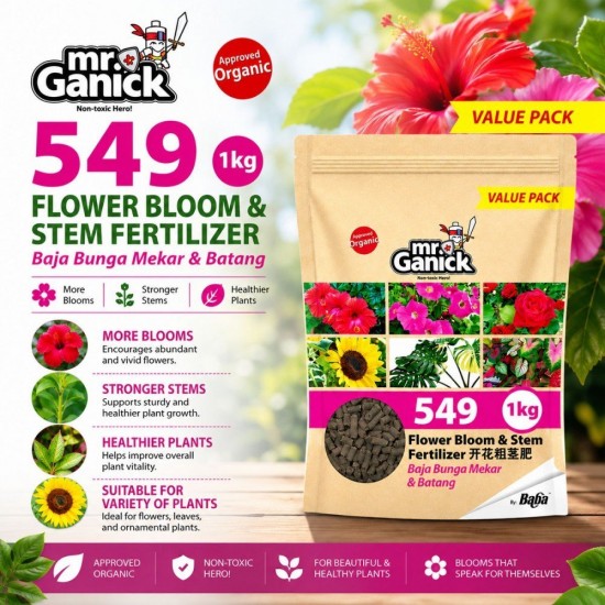Mr Ganick 549 Organic Flower Bloom & Stem Fertilizer 1KG Mr Ganick 549 Organic Flower Bloom & Stem Fertilizer 1KG