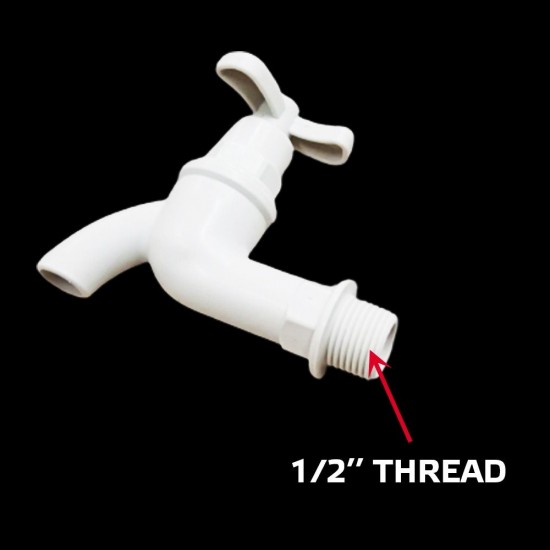 K-Brand PVC Bib Tap BY-124 White 1/2" K-Brand PVC Bib Tap BY-124 White 1/2"