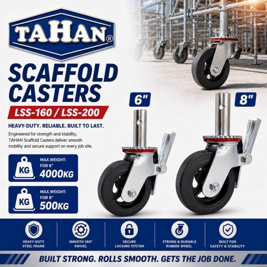 Tahan Heavy Duty Scaffold Casters With Break 6"/8" Tahan Heavy Duty Scaffold Casters With Break 6"/8"