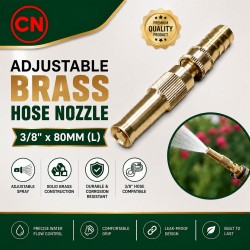 CN Adjustable Brass Water Hose Nozzle 3/8" x 80MM (L) - Direct Coupling